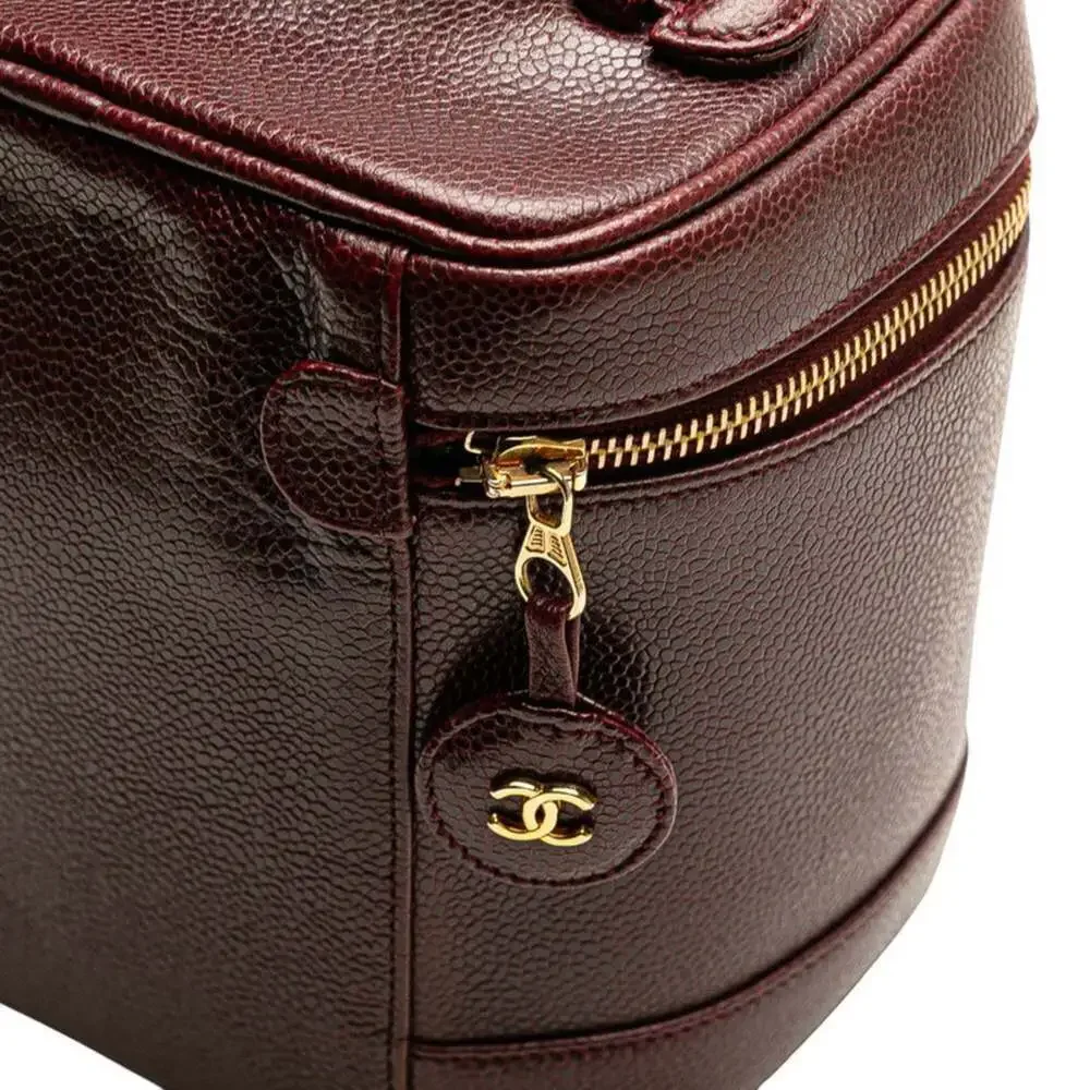 CHANEL Caviar Leather Logo Vanity Bag